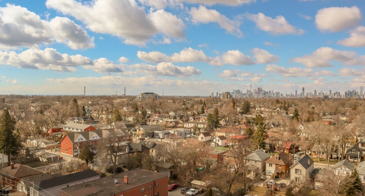 Leslieville, East Toronto — residential neighbourhood looking toward downtown